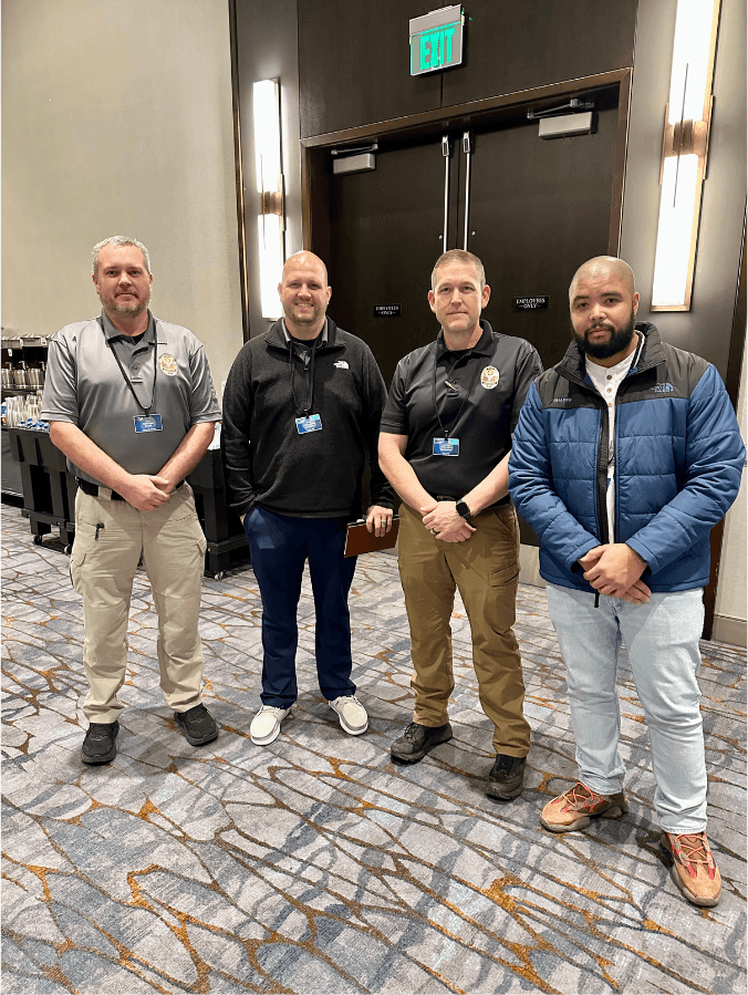 Investigators gathered at a law enforcement conference